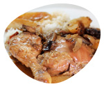 Oven Roasted Chicken Leg Quarters with Prune and Mushroom